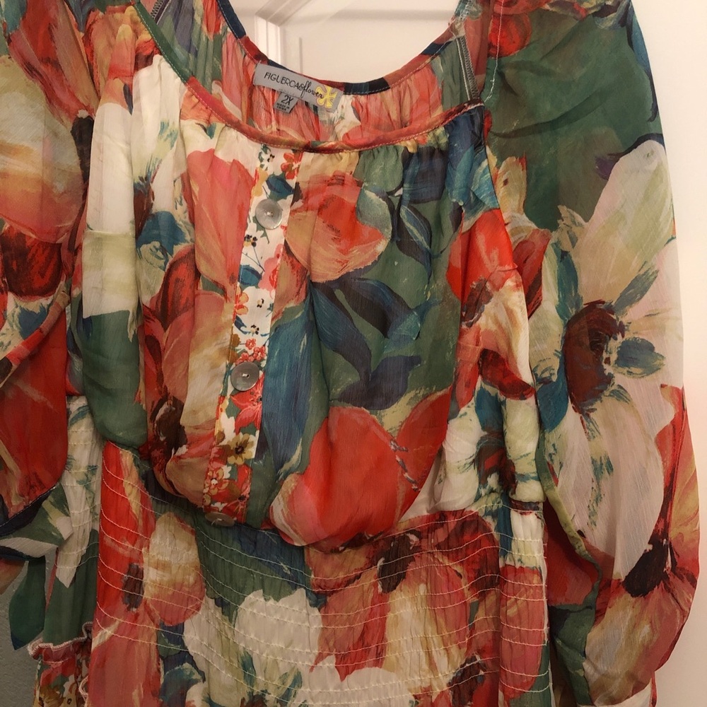 Floral Multicolor Boho Dress new no tags perfect for cruise or beach bohemian - Picture 8 of 9